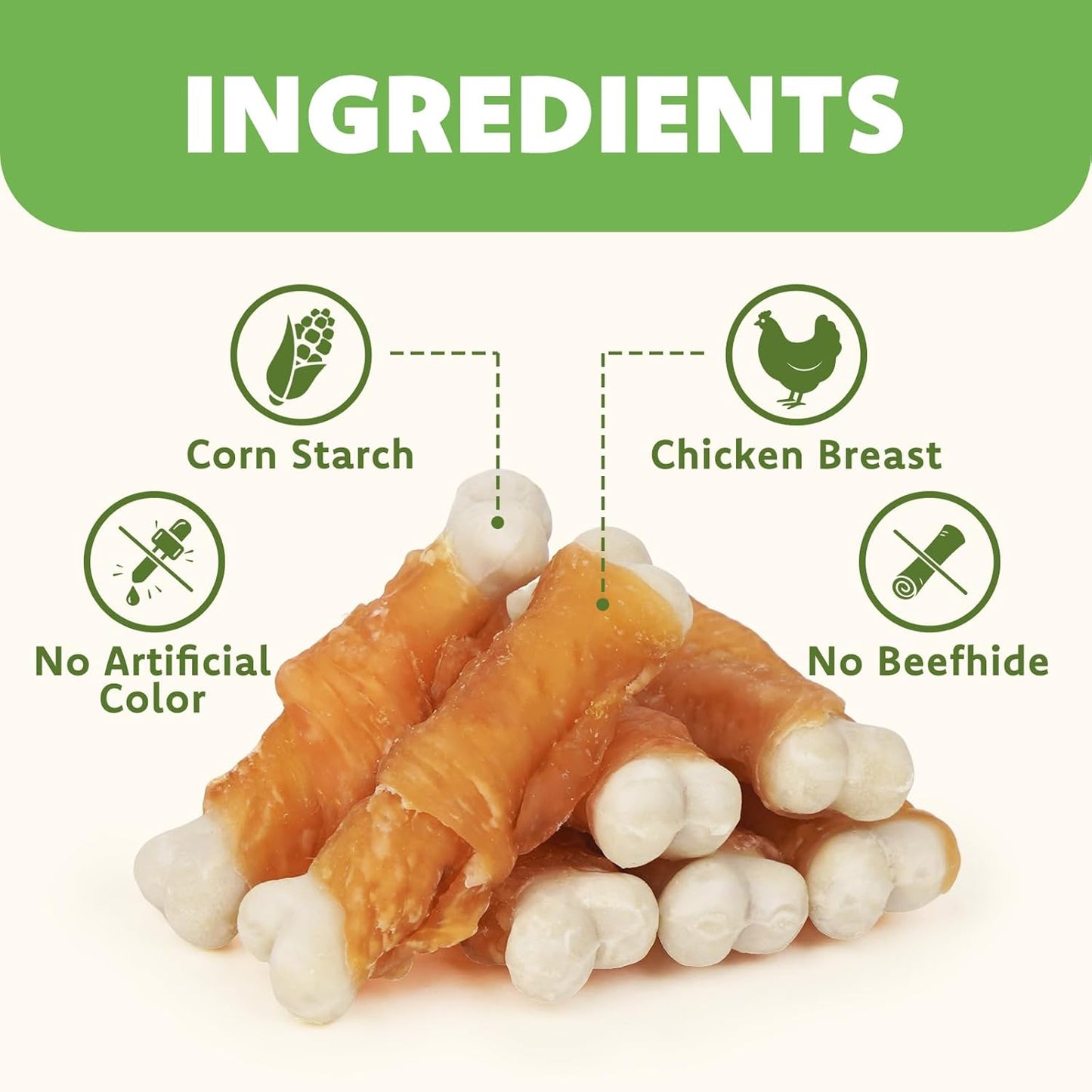 Dog Treats – Rawhide-Free Chicken-Wrapped Calcium Bones; 2.3-Inch Training Treats; Helps Clean Teeth and Freshen Breath; Dental Chews Suitable for Puppies and Small Dogs (28-Count Pack; Sold Individually)