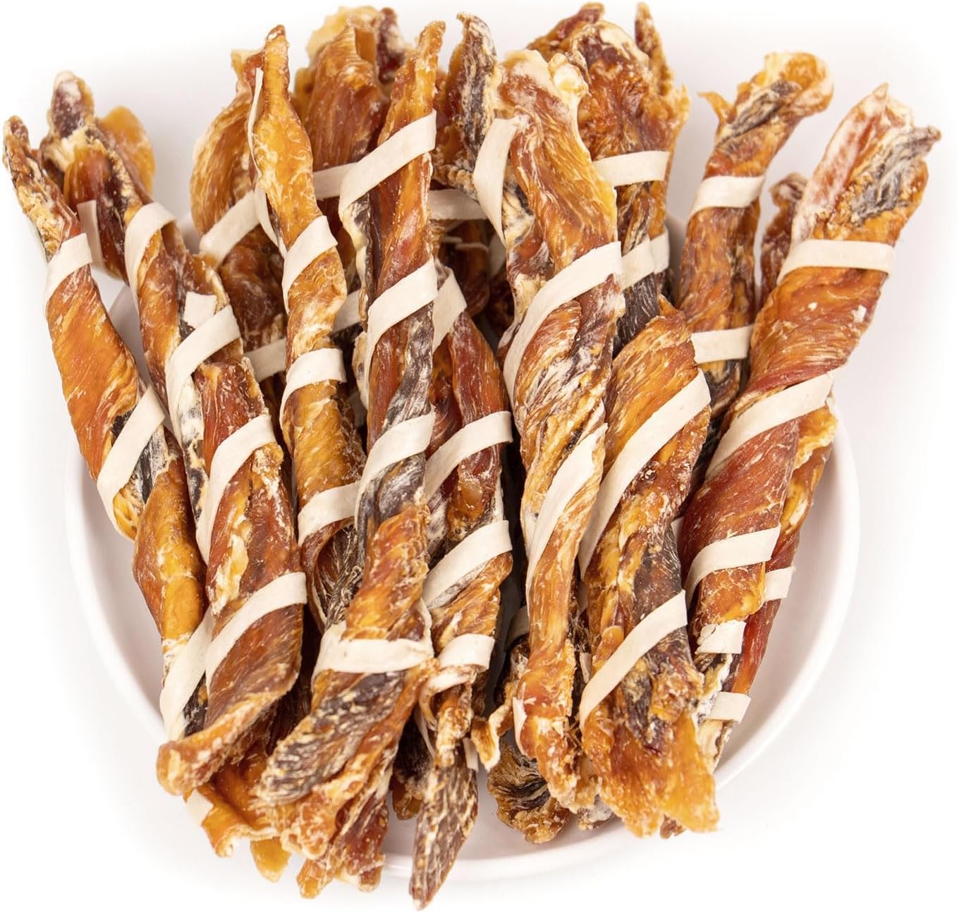 Dog Treats, Triple Flavor Jerky Twist Sticks, 5-7 Inch Chicken Duck and Codfish Sticks Chews for Small Dogs, Healthy Snacks, 10.58 oz (15 Count-Pack of 1)