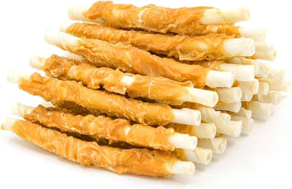 Dog Treats – Chicken-Wrapped Rawhide Sticks; Grain-Free Formula; Natural Training Treats and Dental Chews Suitable for Small Dogs; 10.6 oz Pack