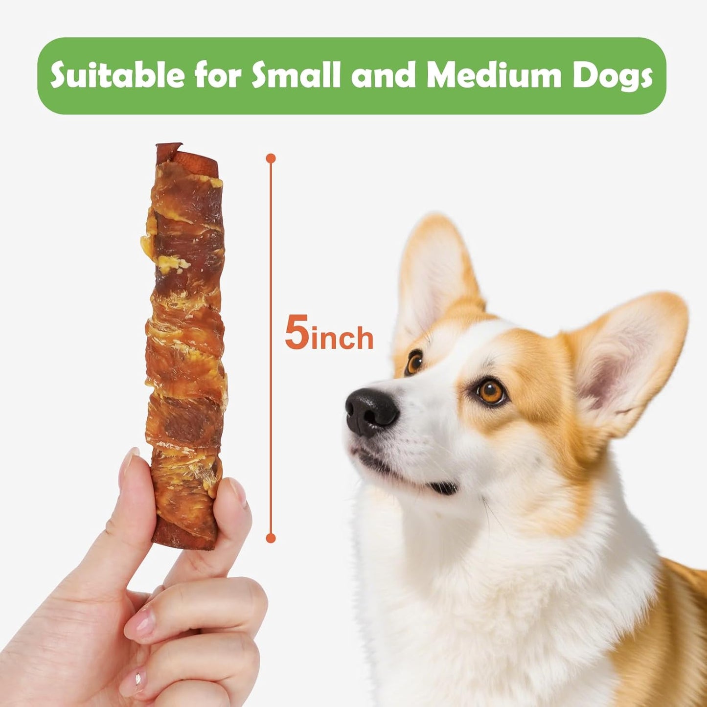 Dog Treats – 5-Inch Chicken-Wrapped Smoked Rawhide Rolls (Filled with Chicken Liver); Rawhide Dental Chews Suitable for Small and Medium Dogs; 21.2 oz Pack (12 Sticks)