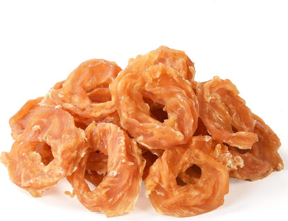 Dog Treats Chicken Jerky Rings, Rawhide-Free Grain-Free Real Dried Tenders Natural Chicken Breast Dog Chewy Training Snacks for Small Medium Large Dogs Large Pack, 10.6 oz