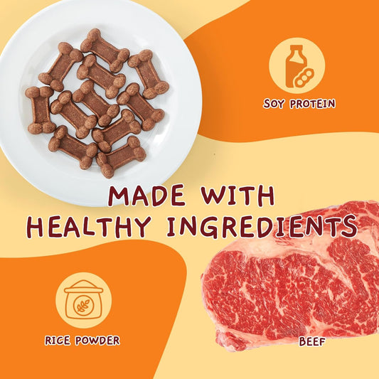 48-Count Soft Dog Treats for Seniors | Easy to Chew | Ideal for Training | Real Beef is the #1 Ingredient | Natural Digestive Aid & Healthy Snack | Grain-Free, Soft Meat Strips | 1.1 lbs