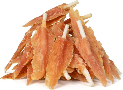 Dog Rawhide Twist 4-4.5 Inch Chicken Wrapped Rawhide Sticks for Puppy and Small Dogs, Promotes Dental Health Treats (18.34 Ounce -Pack of 1)