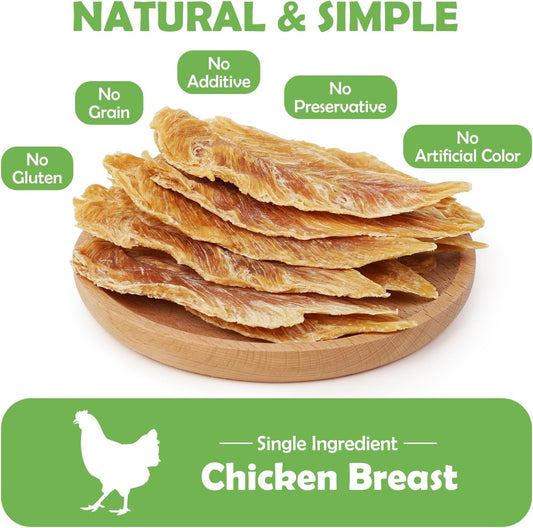 Dog Treats Chicken Jerky, Single-Ingredient, Rawhide-Free, High Protein, Low Fat, Training Treats for Small to Large Dogs, 21.2 oz