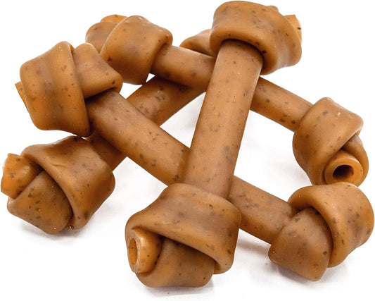Rawhide-Free Dog Treats | Peanut Butter Flavored Bones | 6.5-Inch Dental Chews | Suitable for Medium to Large Dogs | Easily Digestible Chews | 4-Pack (1 Bag)